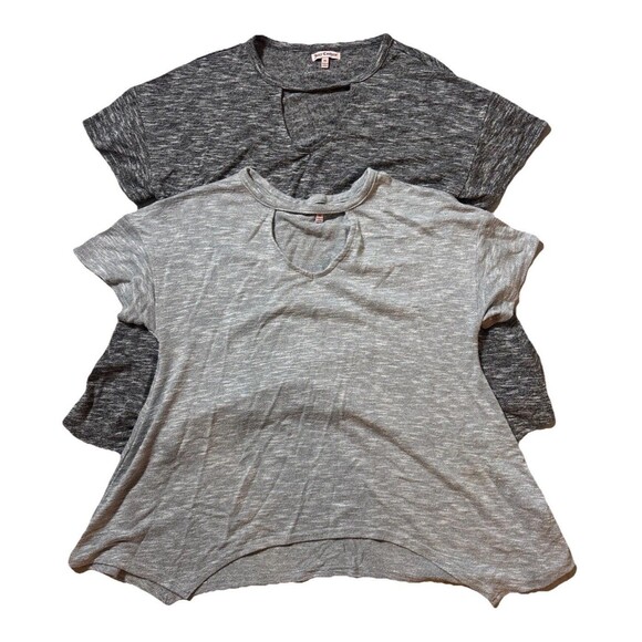 Juicy Couture Women’s Tops Lot of 2 Gray & Black Heather Cutout Neck Size XS - Picture 1 of 7
